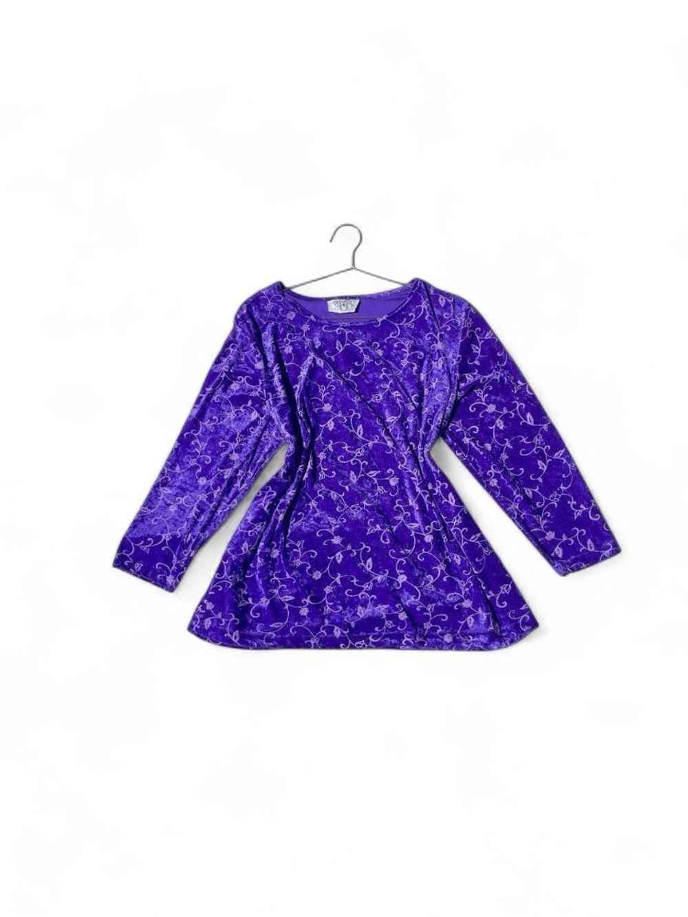 Vintage Cervelle Purple Velvet Floral Tunic Top 2X